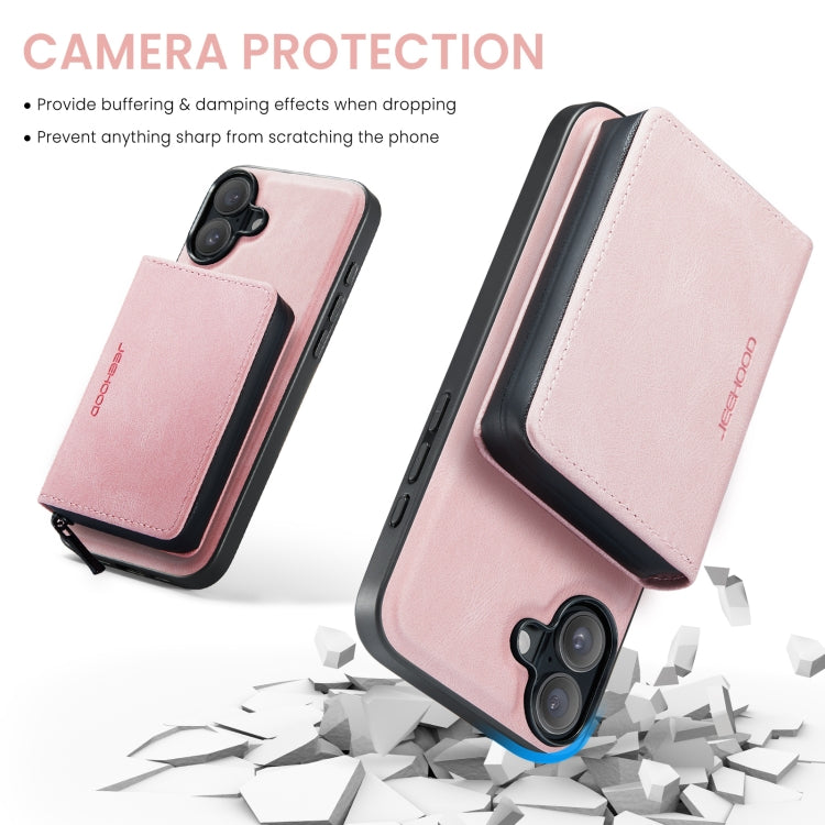 For iPhone 16 JEEHOOD J02 Magnetic Zipper Horizontal Flip Leather Phone Case