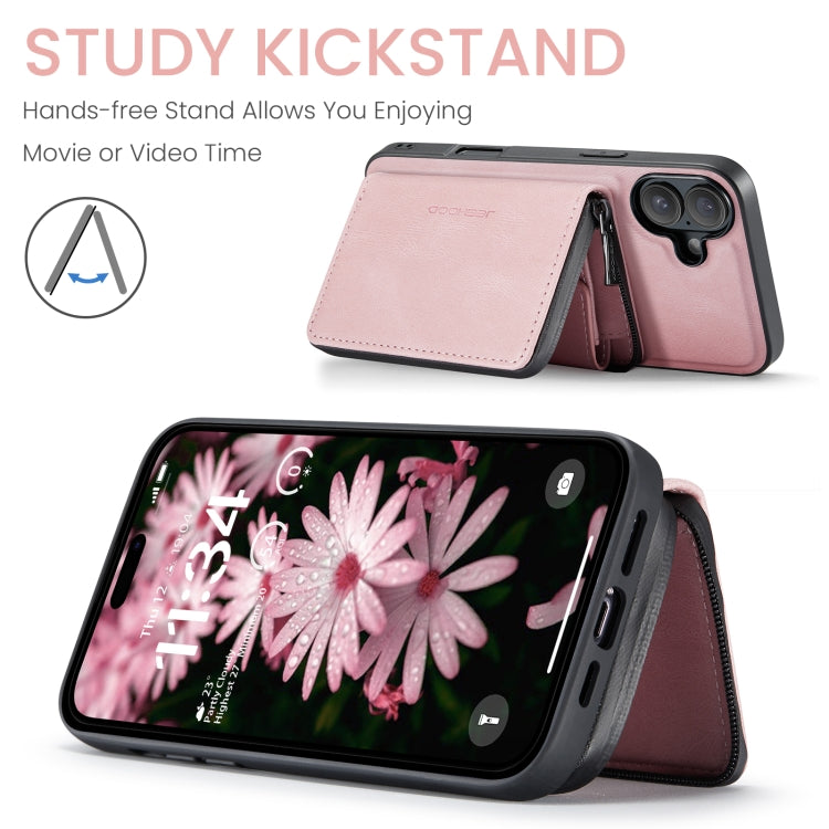 For iPhone 16 JEEHOOD J02 Magnetic Zipper Horizontal Flip Leather Phone Case