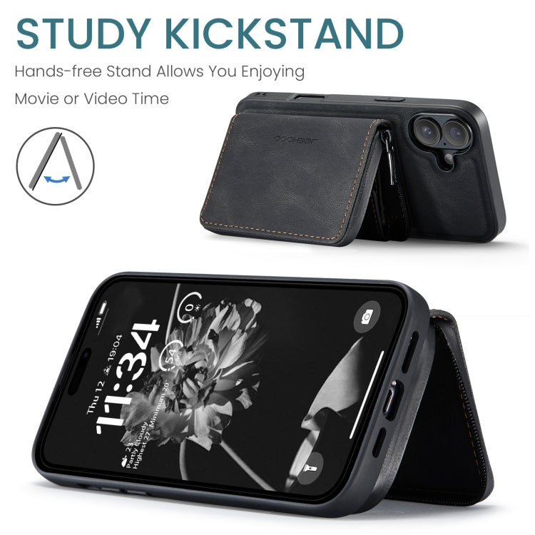 For iPhone 16 JEEHOOD J02 Magnetic Zipper Horizontal Flip Leather Phone Case