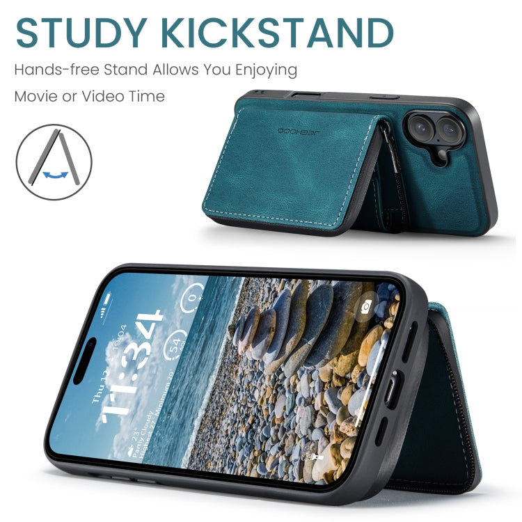 For iPhone 16 JEEHOOD J02 Magnetic Zipper Horizontal Flip Leather Phone Case