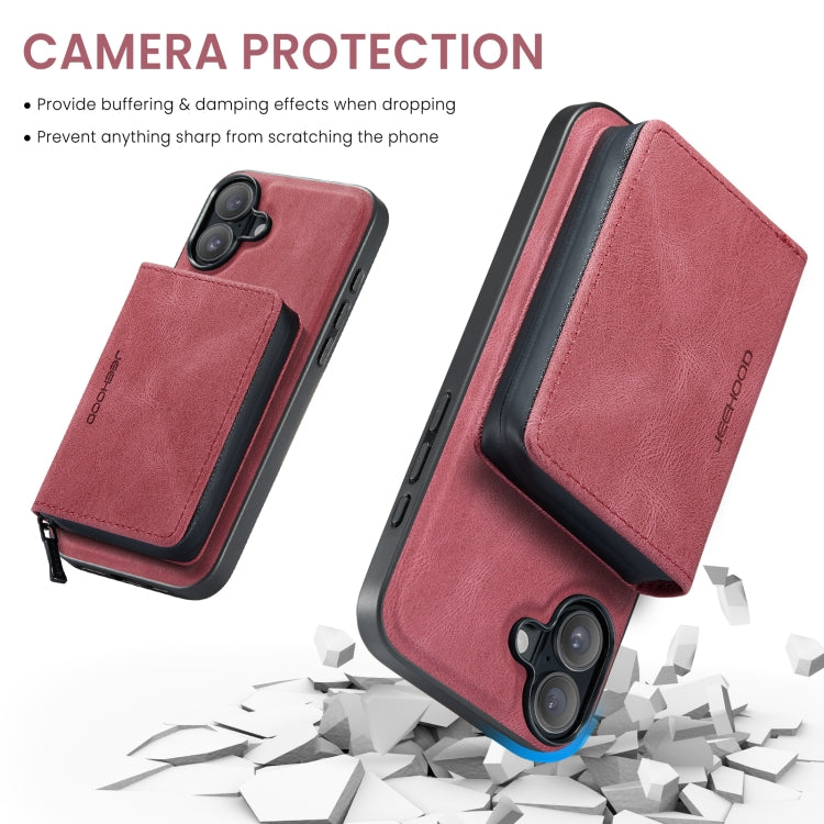For iPhone 16 JEEHOOD J02 Magnetic Zipper Horizontal Flip Leather Phone Case