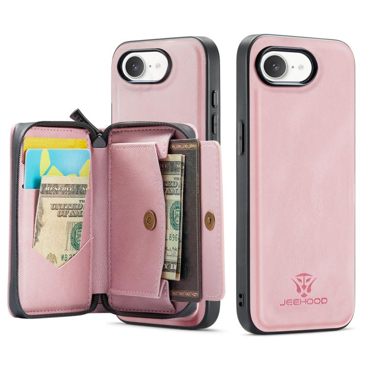 For iPhone 17e / 16e JEEHOOD J02 Magnetic Zipper Horizontal Flip Leather Phone Case