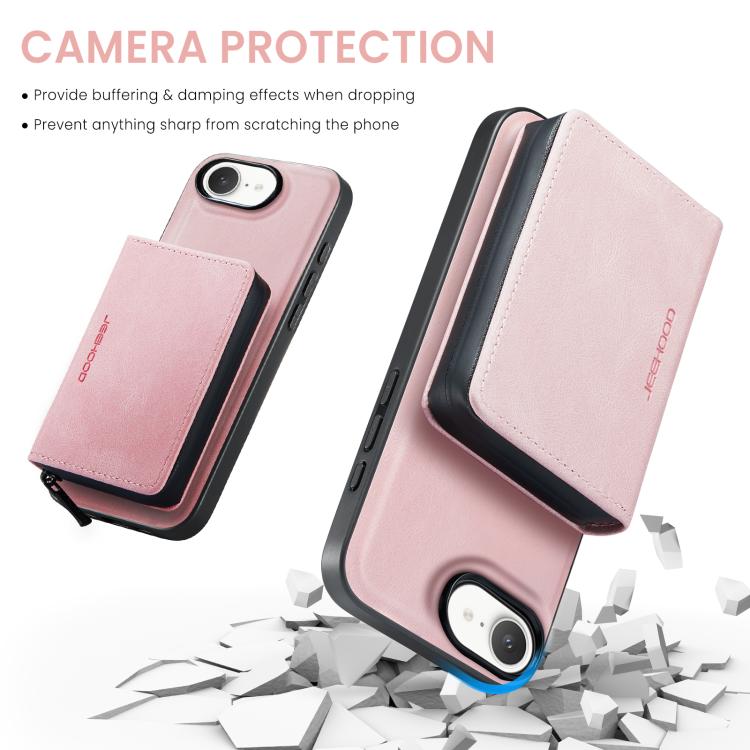 For iPhone 17e / 16e JEEHOOD J02 Magnetic Zipper Horizontal Flip Leather Phone Case