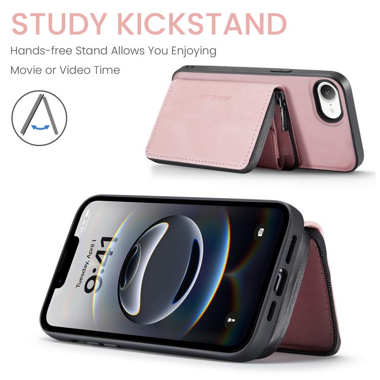 For iPhone 17e / 16e JEEHOOD J02 Magnetic Zipper Horizontal Flip Leather Phone Case