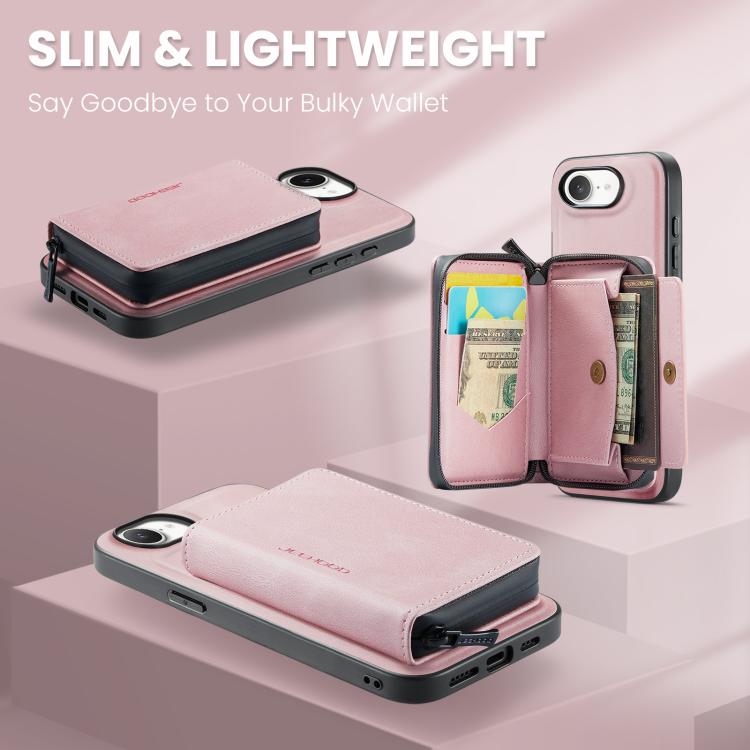 For iPhone 17e / 16e JEEHOOD J02 Magnetic Zipper Horizontal Flip Leather Phone Case