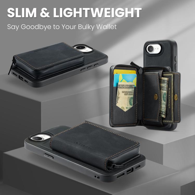 For iPhone 17e / 16e JEEHOOD J02 Magnetic Zipper Horizontal Flip Leather Phone Case