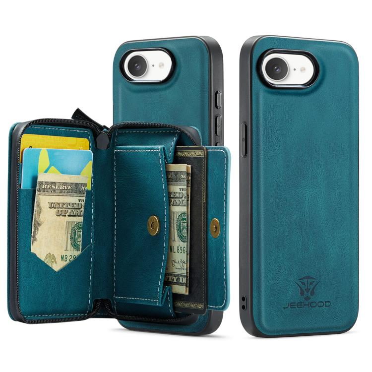 For iPhone 17e / 16e JEEHOOD J02 Magnetic Zipper Horizontal Flip Leather Phone Case