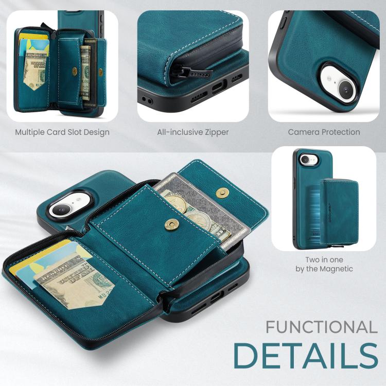 For iPhone 17e / 16e JEEHOOD J02 Magnetic Zipper Horizontal Flip Leather Phone Case