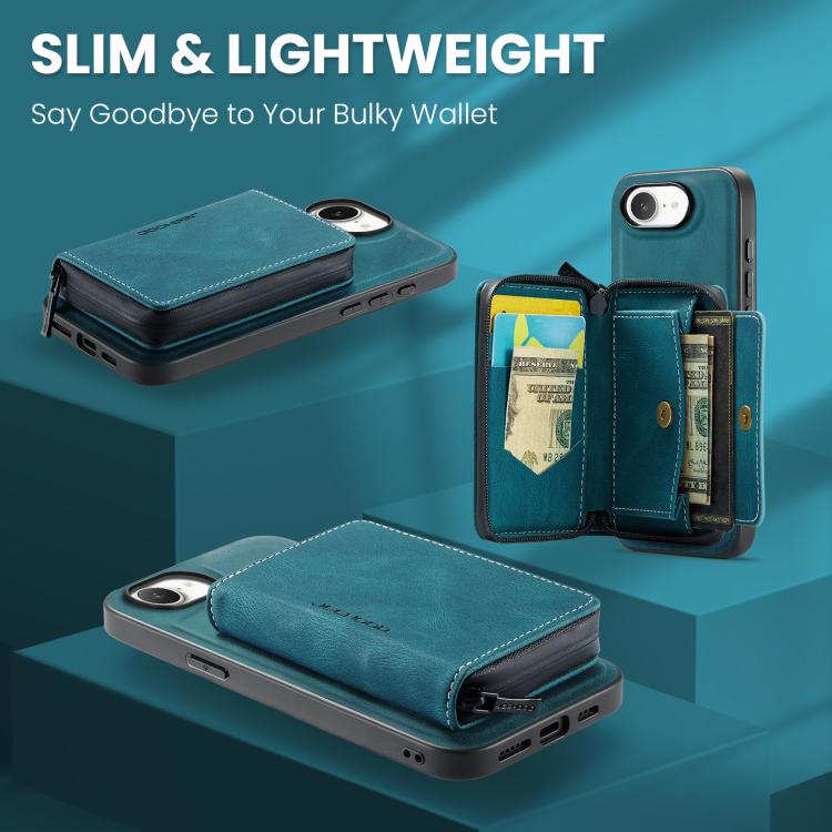 For iPhone 17e / 16e JEEHOOD J02 Magnetic Zipper Horizontal Flip Leather Phone Case