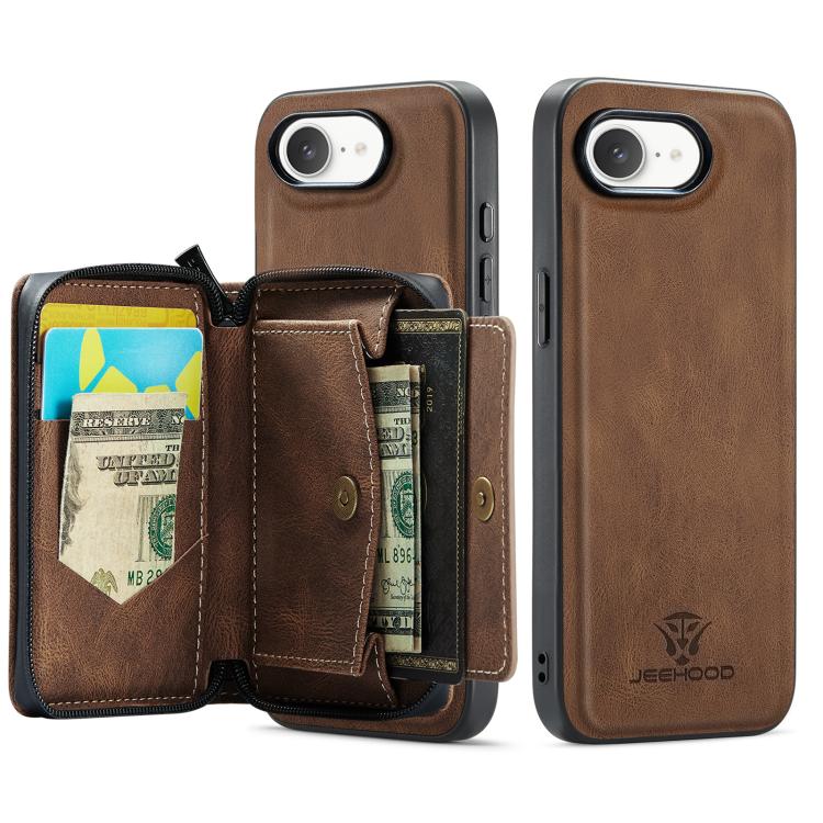 For iPhone 17e / 16e JEEHOOD J02 Magnetic Zipper Horizontal Flip Leather Phone Case