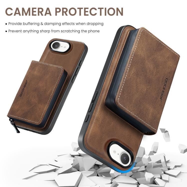 For iPhone 17e / 16e JEEHOOD J02 Magnetic Zipper Horizontal Flip Leather Phone Case