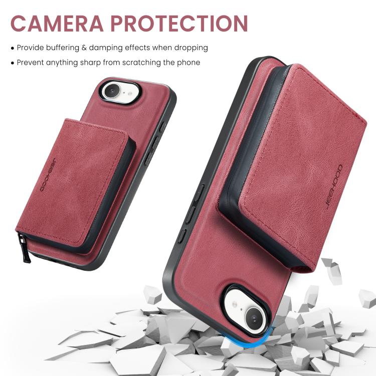 For iPhone 17e / 16e JEEHOOD J02 Magnetic Zipper Horizontal Flip Leather Phone Case