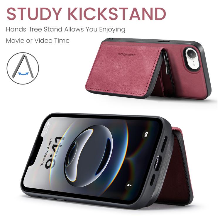 For iPhone 17e / 16e JEEHOOD J02 Magnetic Zipper Horizontal Flip Leather Phone Case