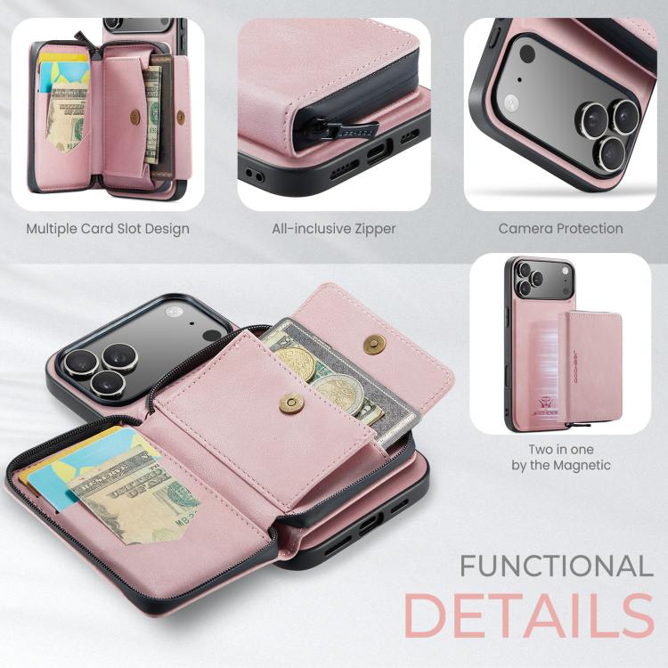 For iPhone 17 Pro Max JEEHOOD J02 Magnetic Zipper Horizontal Flip Leather Phone Case