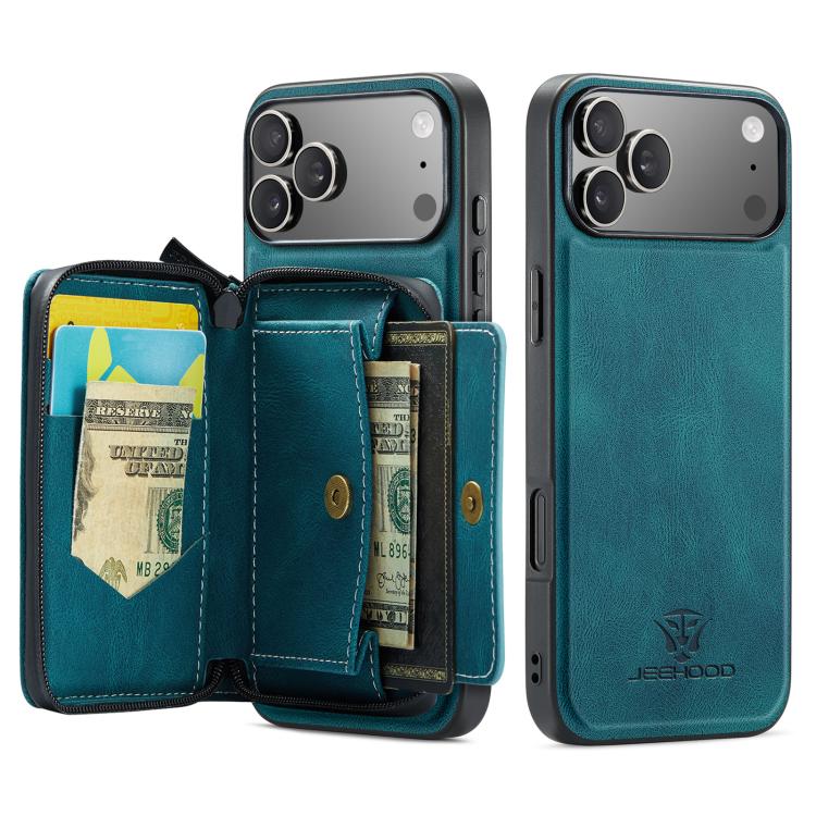 For iPhone 17 Pro Max JEEHOOD J02 Magnetic Zipper Horizontal Flip Leather Phone Case