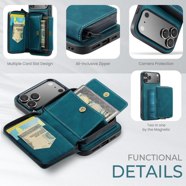 For iPhone 17 Pro Max JEEHOOD J02 Magnetic Zipper Horizontal Flip Leather Phone Case