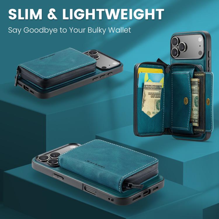 For iPhone 17 Pro Max JEEHOOD J02 Magnetic Zipper Horizontal Flip Leather Phone Case