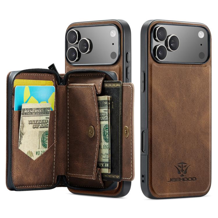 For iPhone 17 Pro Max JEEHOOD J02 Magnetic Zipper Horizontal Flip Leather Phone Case