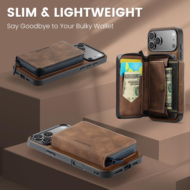 For iPhone 17 Pro Max JEEHOOD J02 Magnetic Zipper Horizontal Flip Leather Phone Case