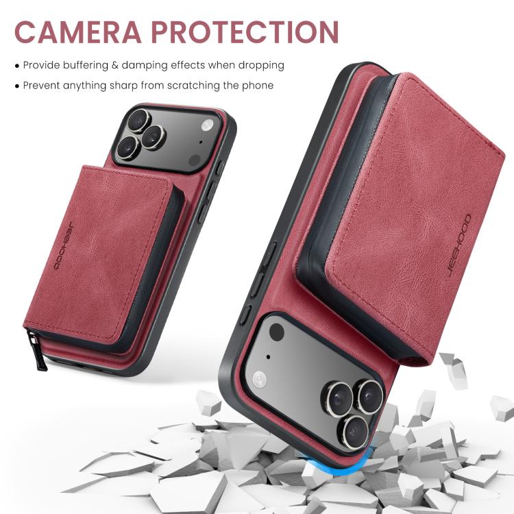 For iPhone 17 Pro Max JEEHOOD J02 Magnetic Zipper Horizontal Flip Leather Phone Case