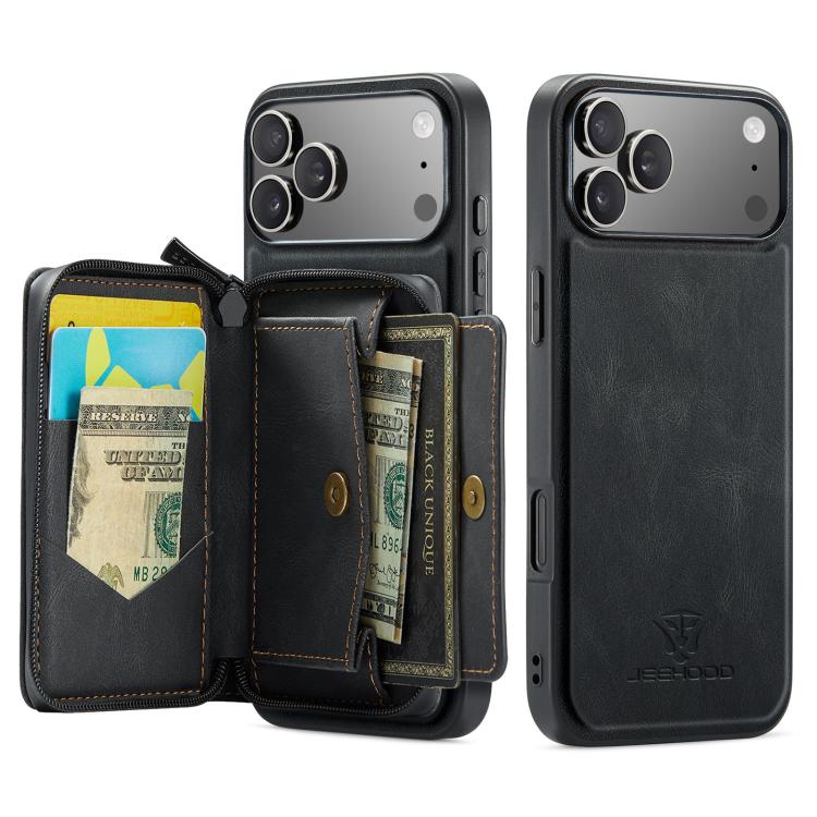 For iPhone 17 Pro JEEHOOD J02 Magnetic Zipper Horizontal Flip Leather Phone Case