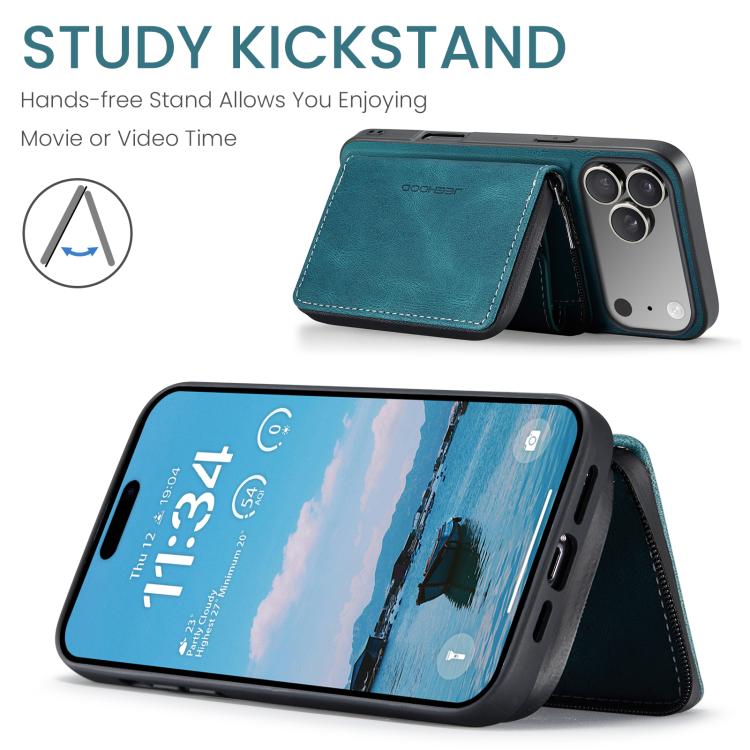 For iPhone 17 Pro JEEHOOD J02 Magnetic Zipper Horizontal Flip Leather Phone Case