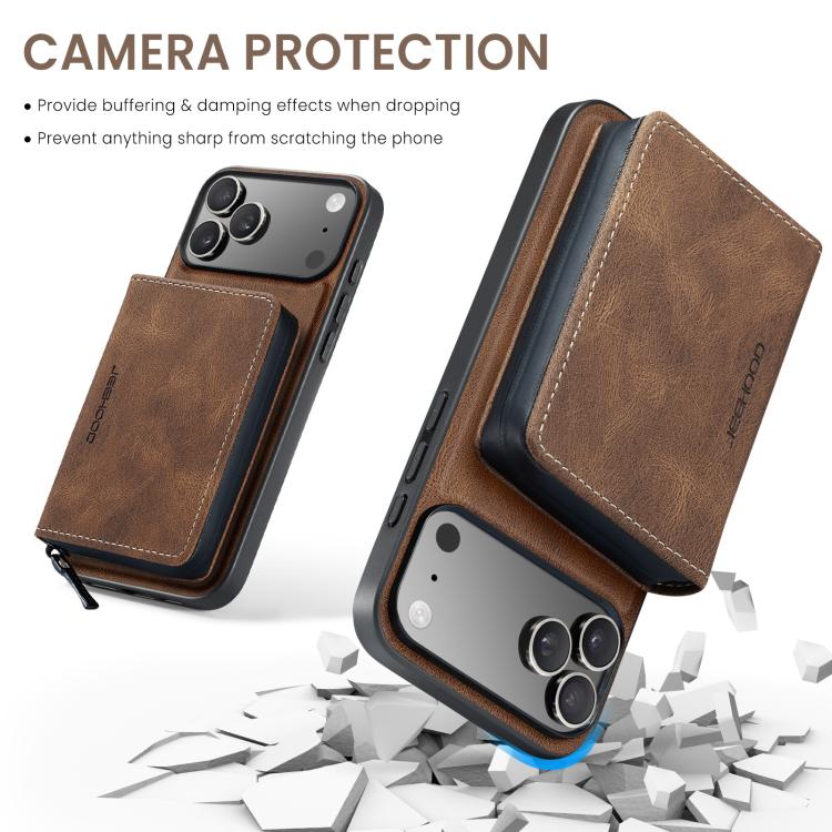 For iPhone 17 Pro JEEHOOD J02 Magnetic Zipper Horizontal Flip Leather Phone Case