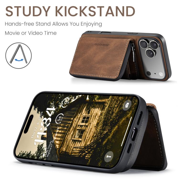 For iPhone 17 Pro JEEHOOD J02 Magnetic Zipper Horizontal Flip Leather Phone Case