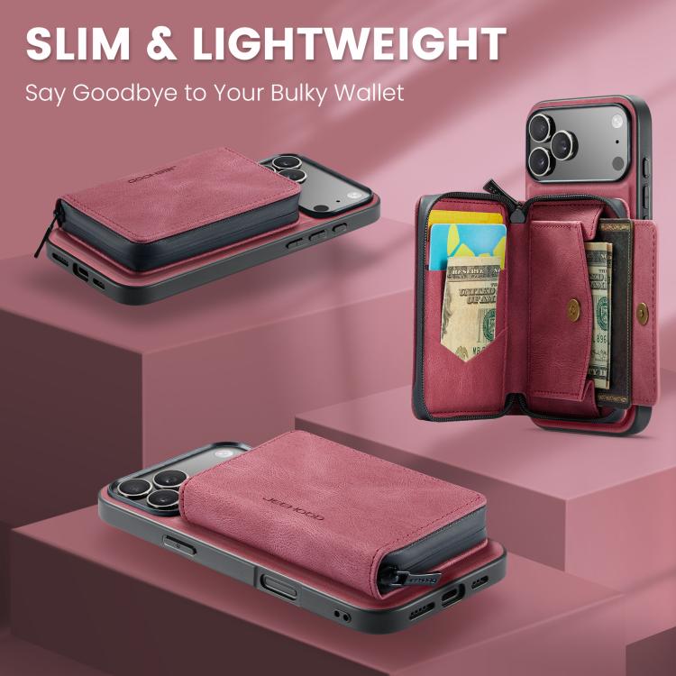 For iPhone 17 Pro JEEHOOD J02 Magnetic Zipper Horizontal Flip Leather Phone Case