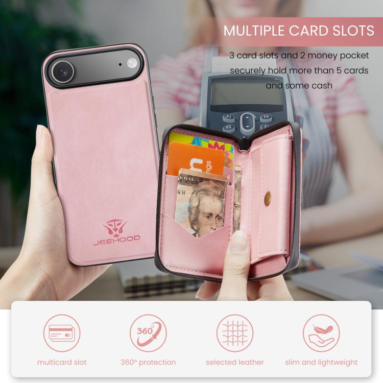 For iPhone Air JEEHOOD J02 Magnetic Zipper Horizontal Flip Leather Phone Case