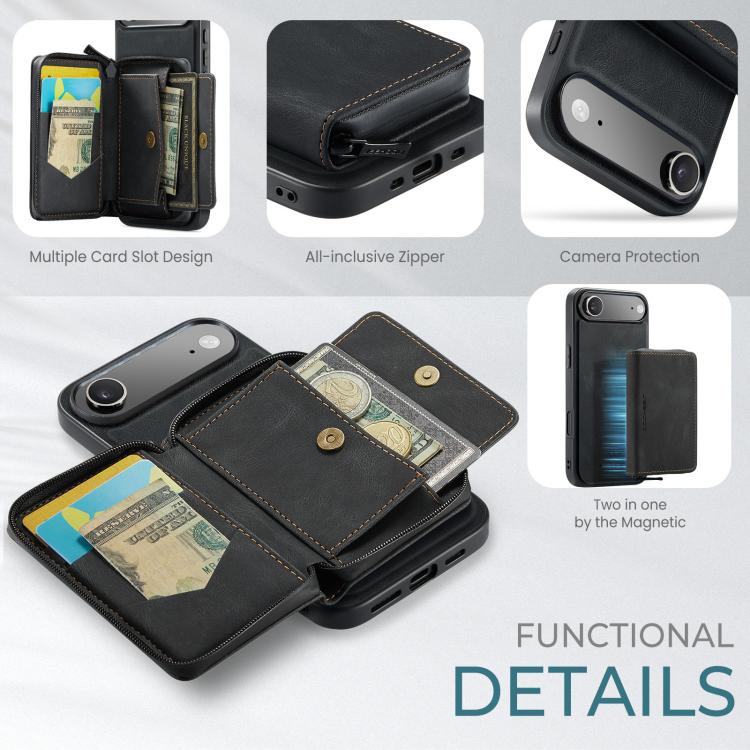 For iPhone Air JEEHOOD J02 Magnetic Zipper Horizontal Flip Leather Phone Case