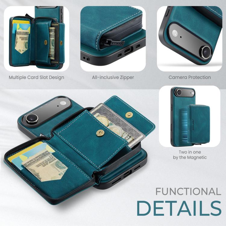 For iPhone Air JEEHOOD J02 Magnetic Zipper Horizontal Flip Leather Phone Case