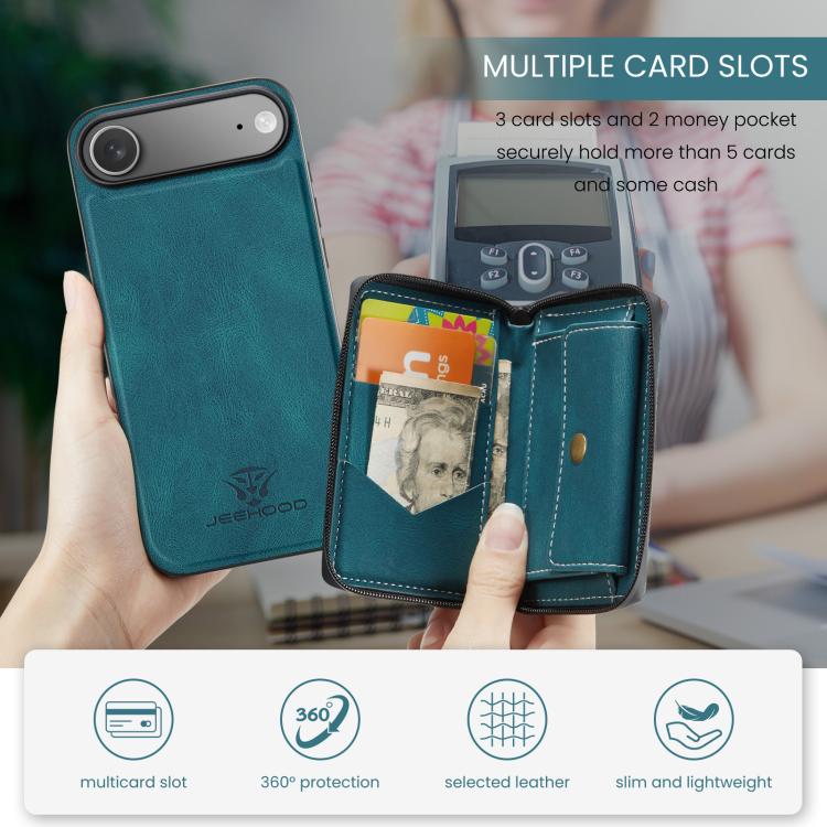 For iPhone Air JEEHOOD J02 Magnetic Zipper Horizontal Flip Leather Phone Case
