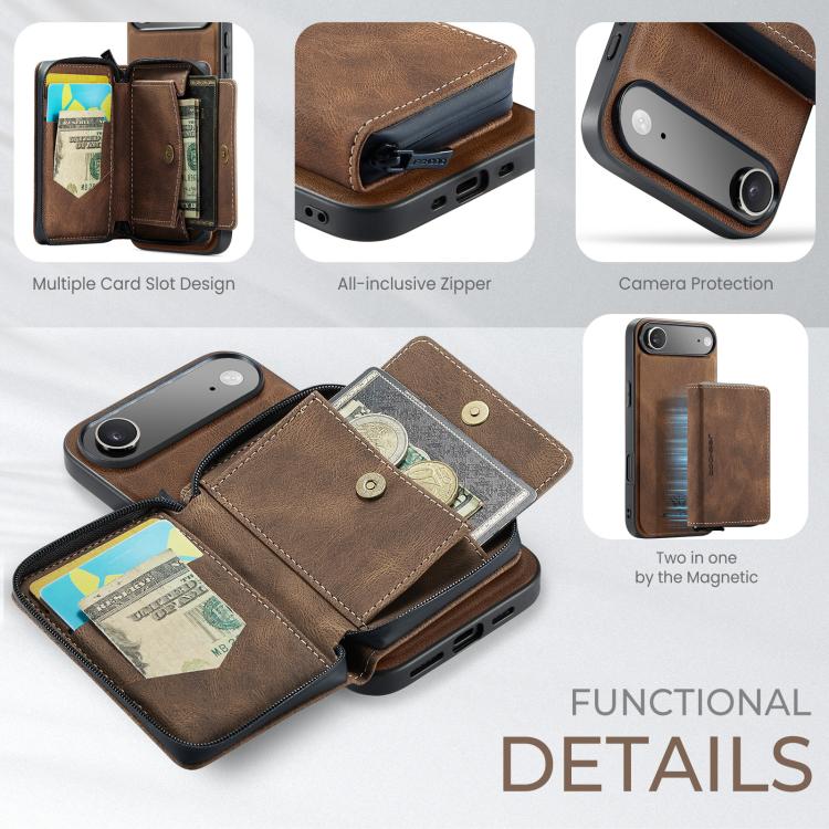For iPhone Air JEEHOOD J02 Magnetic Zipper Horizontal Flip Leather Phone Case