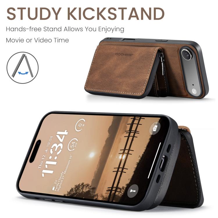 For iPhone Air JEEHOOD J02 Magnetic Zipper Horizontal Flip Leather Phone Case