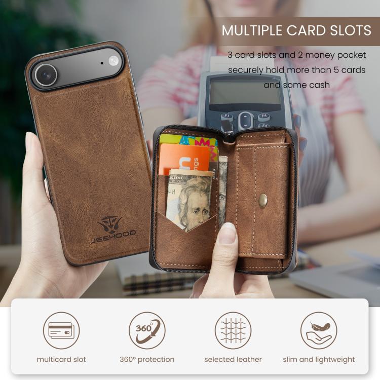 For iPhone Air JEEHOOD J02 Magnetic Zipper Horizontal Flip Leather Phone Case