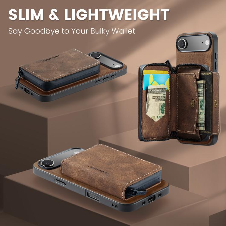 For iPhone Air JEEHOOD J02 Magnetic Zipper Horizontal Flip Leather Phone Case