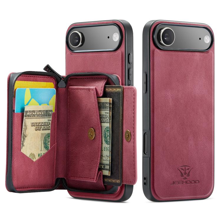 For iPhone Air JEEHOOD J02 Magnetic Zipper Horizontal Flip Leather Phone Case