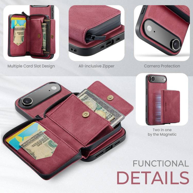 For iPhone Air JEEHOOD J02 Magnetic Zipper Horizontal Flip Leather Phone Case