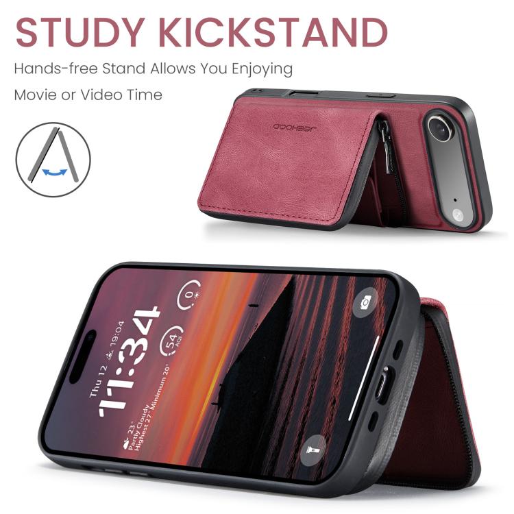 For iPhone Air JEEHOOD J02 Magnetic Zipper Horizontal Flip Leather Phone Case