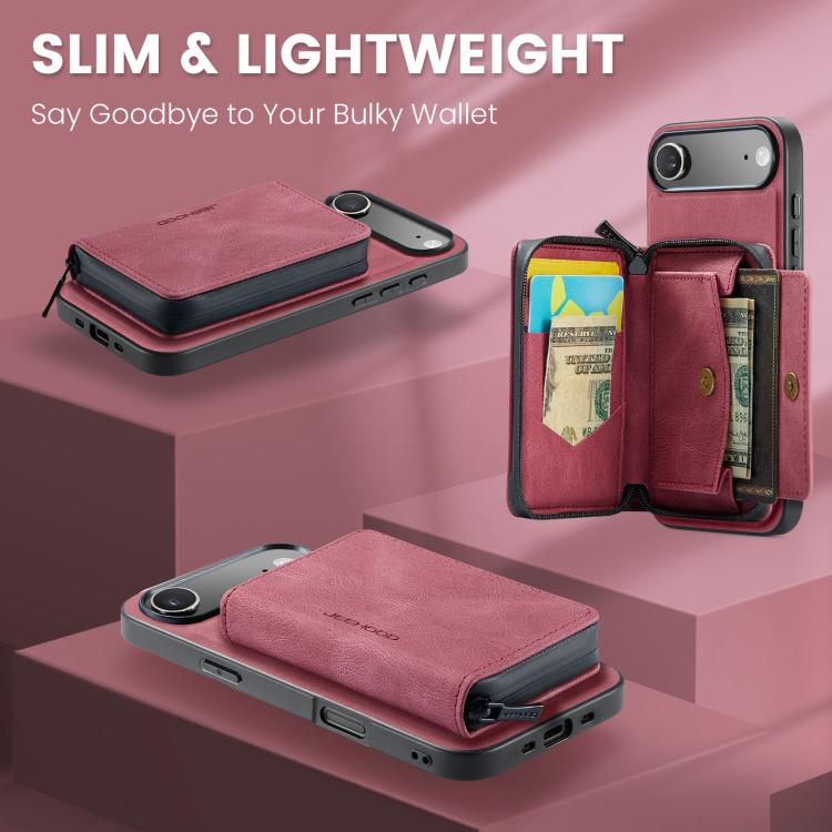 For iPhone Air JEEHOOD J02 Magnetic Zipper Horizontal Flip Leather Phone Case