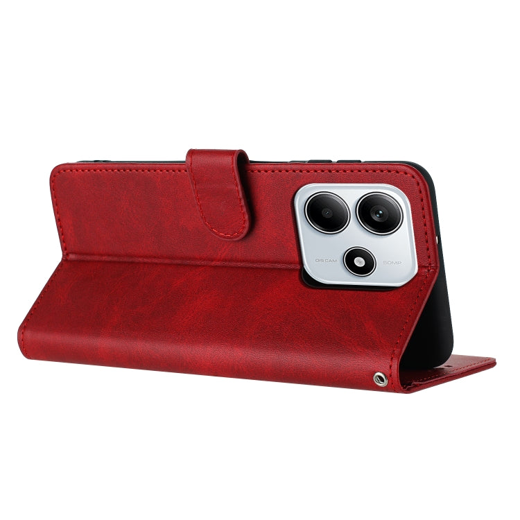 For Redmi Note 14 5G Solid Calf Texture Flip Leather Phone Case