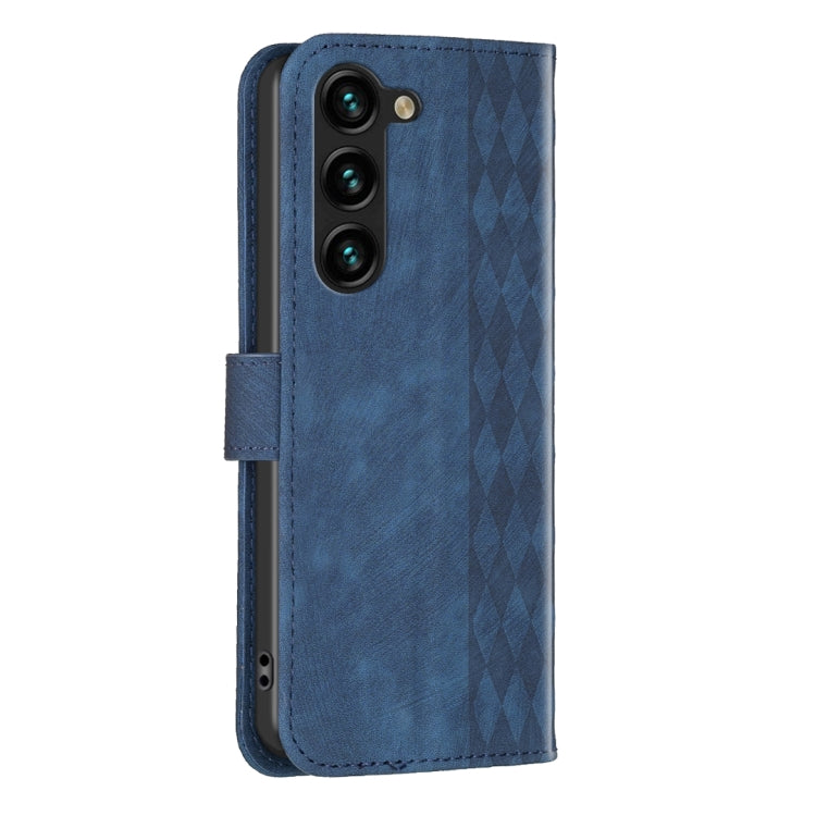 For Samsung Galaxy S25 5G Plaid Embossed Leather Phone Case