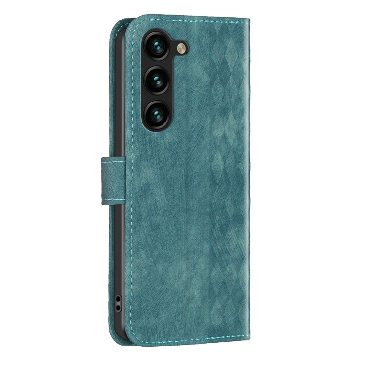 For Samsung Galaxy S25 5G Plaid Embossed Leather Phone Case