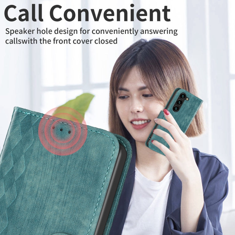 For Samsung Galaxy S25 5G Plaid Embossed Leather Phone Case