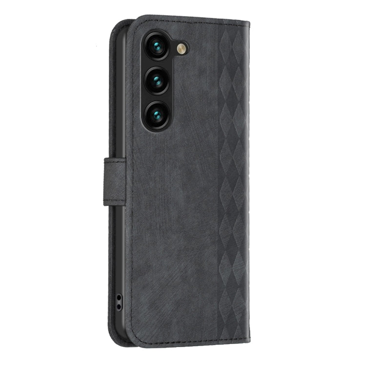 For Samsung Galaxy S25 5G Plaid Embossed Leather Phone Case