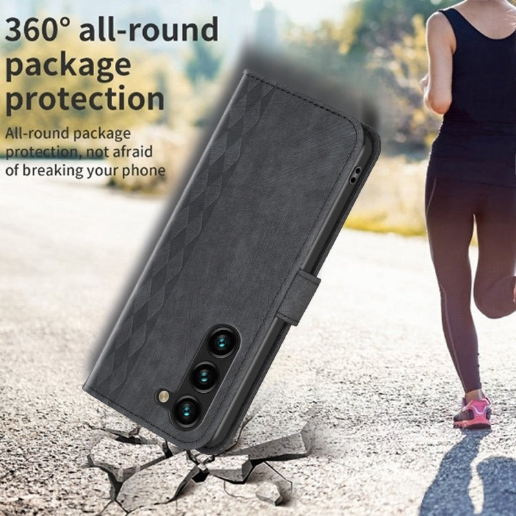 For Samsung Galaxy S25 5G Plaid Embossed Leather Phone Case