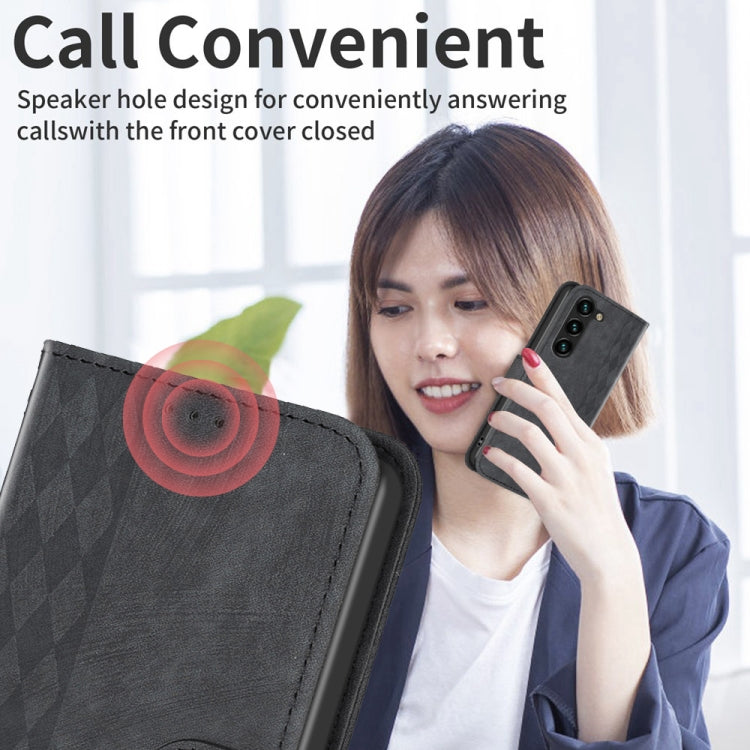 For Samsung Galaxy S25 5G Plaid Embossed Leather Phone Case