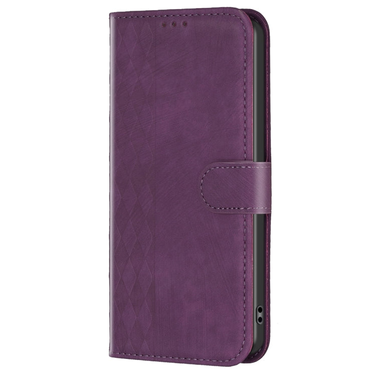 For Samsung Galaxy S25 5G Plaid Embossed Leather Phone Case