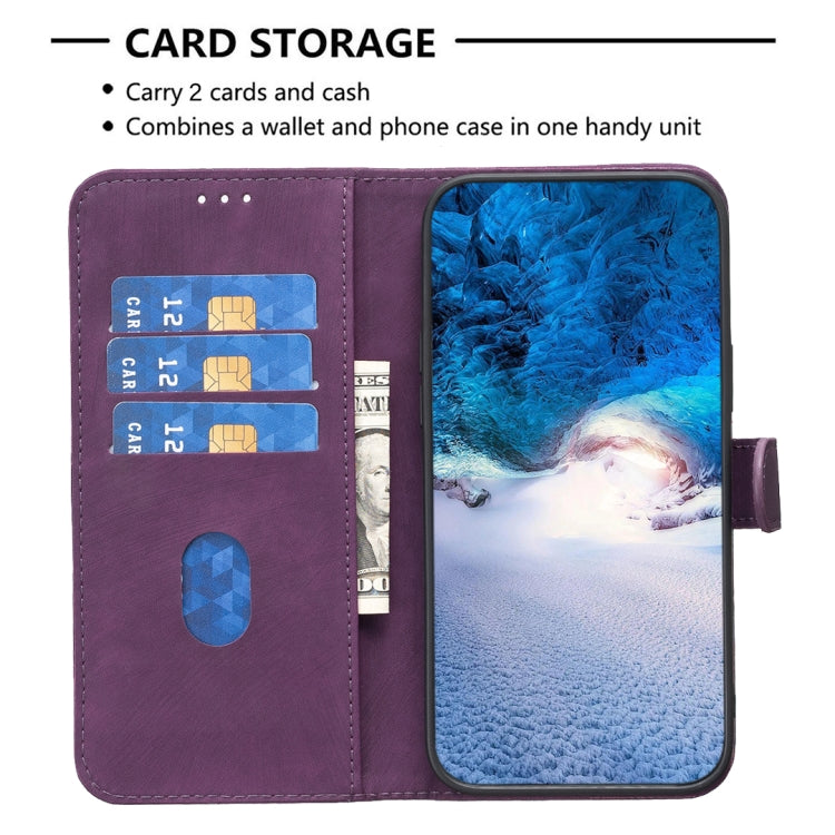 For Samsung Galaxy S25 5G Plaid Embossed Leather Phone Case